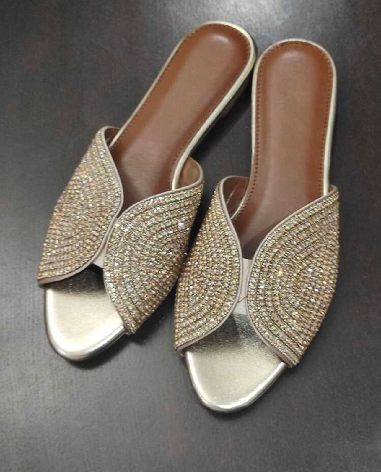 "Éventail Strass" — Sandales plates à strass